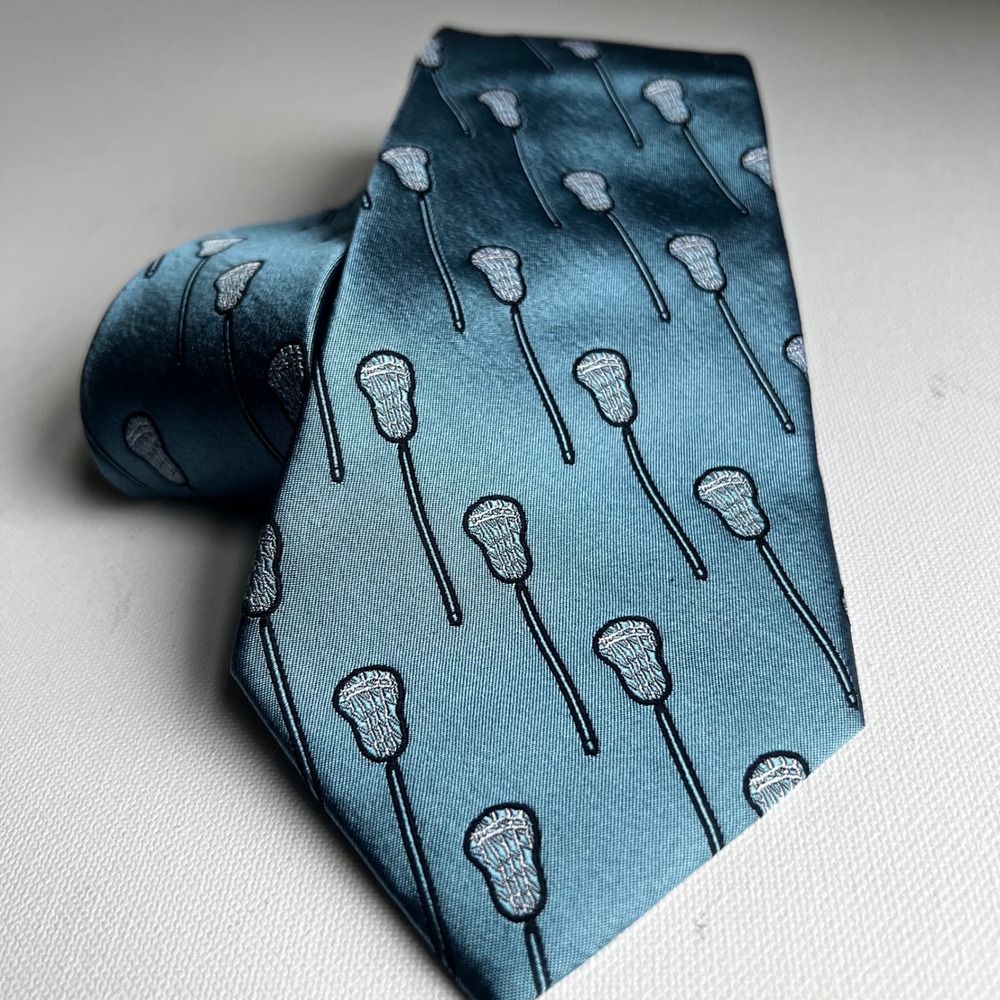 Chalktalksports Mens Lacrosse Stick Tie Sport Pattern Necktie Unc Tarheels Lax